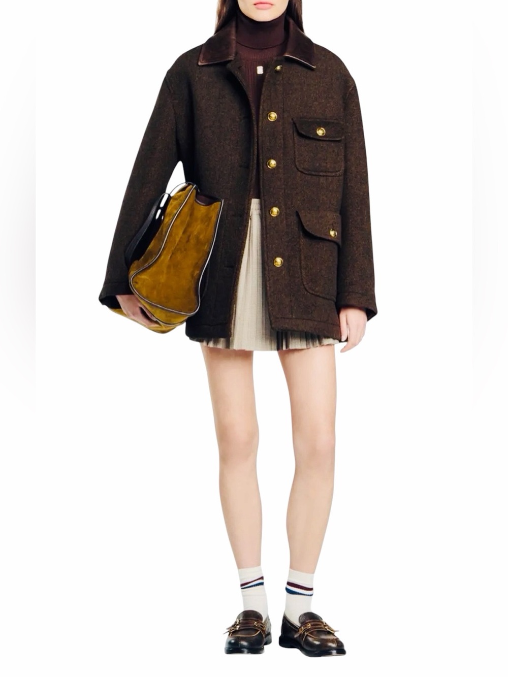 SANDRO Owen Tweed Coat (NWT).